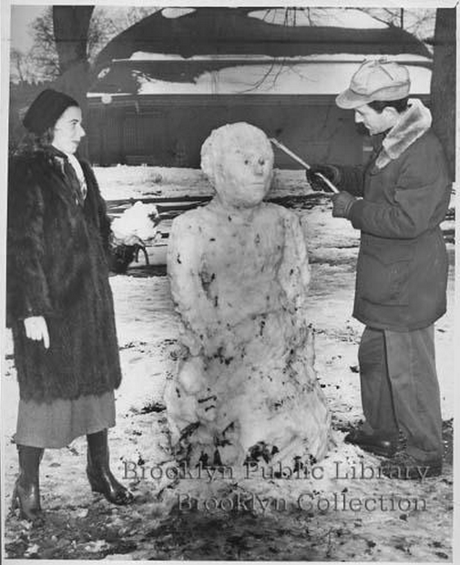 Prospect Park Snowman, via Brooklyn Public Library