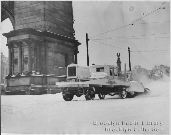 Snow Plow at Grand Army Plaza, via Brooklyn Public Library