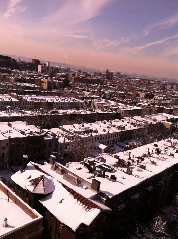 Snowy rooftops by Dennis Gronim